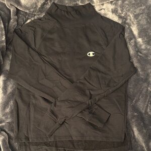 Champion women’s Black Turtleneck Sweatshirt with Chest Logo